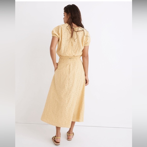 NWOT Madewell Eyelet Side-Button Midi Skirt in Dream-On Daisy - Ivory - Size XS - Picture 3 of 9